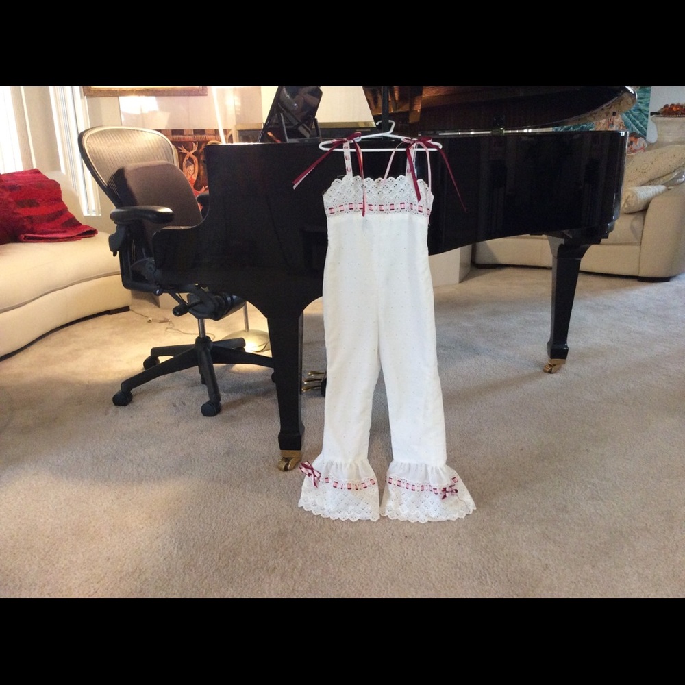 Custom made girls eyelet jump suit